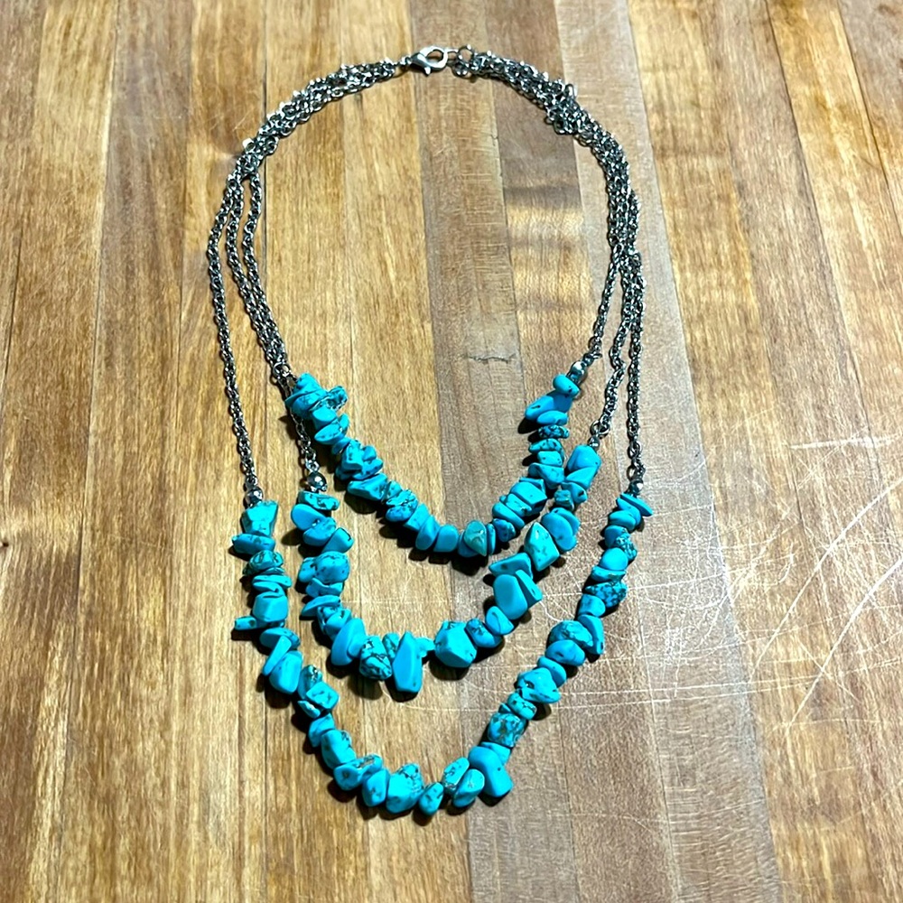 Paparazzi 3 Strand Turquoise Necklace 💠 Natural Stones, Boho Style